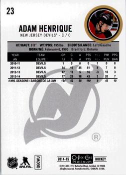 2014-15 O-Pee-Chee Platinum #23 Adam Henrique Back