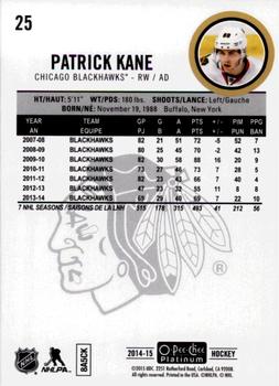 2014-15 O-Pee-Chee Platinum #25 Patrick Kane Back