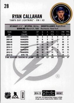 2014-15 O-Pee-Chee Platinum #28 Ryan Callahan Back