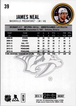 2014-15 O-Pee-Chee Platinum #39 James Neal Back