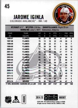 2014-15 O-Pee-Chee Platinum #45 Jarome Iginla Back