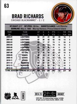 2014-15 O-Pee-Chee Platinum #63 Brad Richards Back
