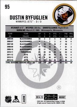 2014-15 O-Pee-Chee Platinum #95 Dustin Byfuglien Back