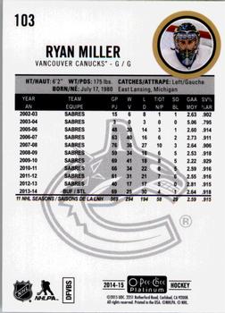 2014-15 O-Pee-Chee Platinum #103 Ryan Miller Back