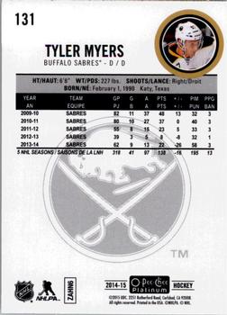 2014-15 O-Pee-Chee Platinum #131 Tyler Myers Back