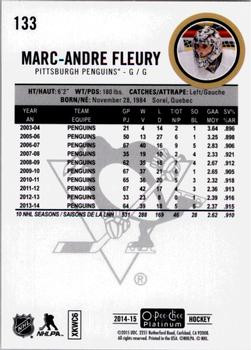 2014-15 O-Pee-Chee Platinum #133 Marc-Andre Fleury Back