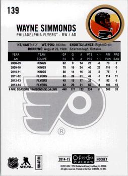 2014-15 O-Pee-Chee Platinum #139 Wayne Simmonds Back