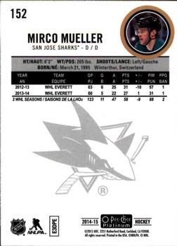 2014-15 O-Pee-Chee Platinum #152 Mirco Mueller Back