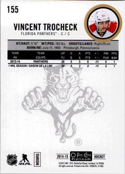 2014-15 O-Pee-Chee Platinum #155 Vincent Trocheck Back