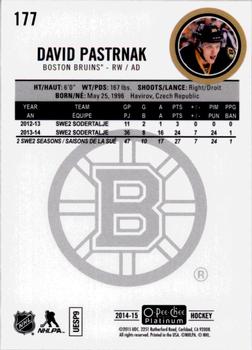 2014-15 O-Pee-Chee Platinum #177 David Pastrnak Back