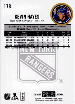 2014-15 O-Pee-Chee Platinum #178 Kevin Hayes Back