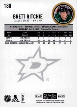 2014-15 O-Pee-Chee Platinum #180 Brett Ritchie Back