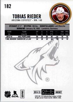 2014-15 O-Pee-Chee Platinum #182 Tobias Rieder Back