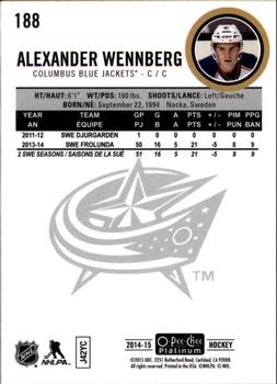 2014-15 O-Pee-Chee Platinum #188 Alexander Wennberg Back