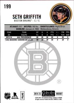2014-15 O-Pee-Chee Platinum #199 Seth Griffith Back