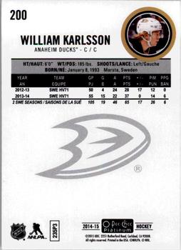 2014-15 O-Pee-Chee Platinum #200 William Karlsson Back