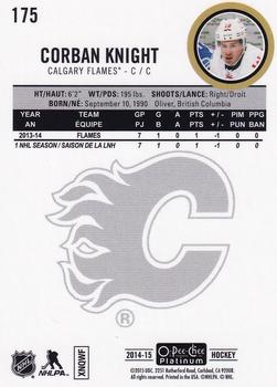 2014-15 O-Pee-Chee Platinum #175 Corban Knight Back