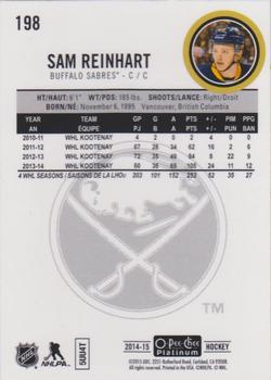 2014-15 O-Pee-Chee Platinum #198 Sam Reinhart Back