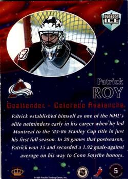 1998-99 Pacific Dynagon Ice - Adrenaline Rush Bronze #5 Patrick Roy Back