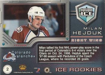 1998-99 Pacific Dynagon Ice - Ice Rookies #2 Milan Hejduk Back
