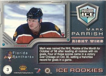 1998-99 Pacific Dynagon Ice - Ice Rookies #3 Mark Parrish Back