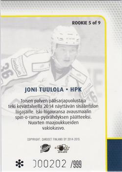2014-15 Cardset Finland - Rookies #ROOKIE5 Joni Tuulola Back