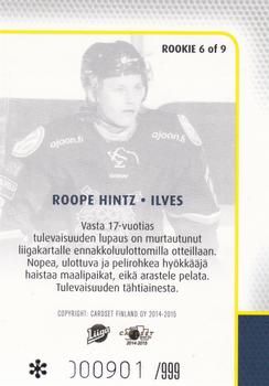 2014-15 Cardset Finland - Rookies #ROOKIE6 Roope Hintz Back