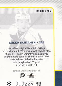 2014-15 Cardset Finland - Rookies #ROOKIE7 Mikko Rantanen Back