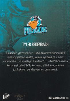 2014-15 Cardset Finland - Sixth Sense #PLAYMAKERS 9 Tyler Redenbach Back