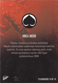 2014-15 Cardset Finland - Sixth Sense #PLAYMAKERS 14 Mika Niemi Back