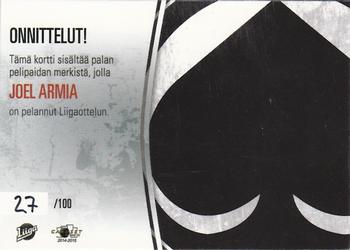 2014-15 Cardset Finland - Patch Series 2 Exchange #NNO Joel Armia Back