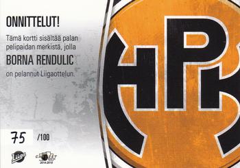 2014-15 Cardset Finland - Patch Series 2 Exchange #NNO Borna Rendulic Back