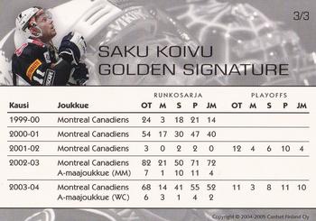 2004-05 Cardset Finland - Saku Koivu Golden Signature #3 Saku Koivu Back