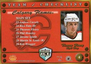 1998-99 Pacific Dynagon Ice - Team Checklists #4 Theoren Fleury Back