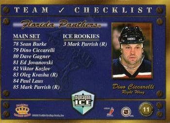 1998-99 Pacific Dynagon Ice - Team Checklists #11 Dino Ciccarelli Back