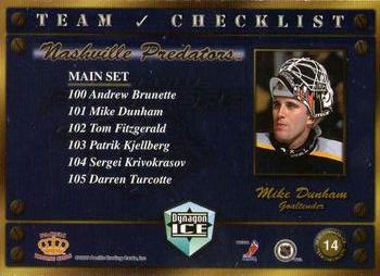 1998-99 Pacific Dynagon Ice - Team Checklists #14 Mike Dunham Back