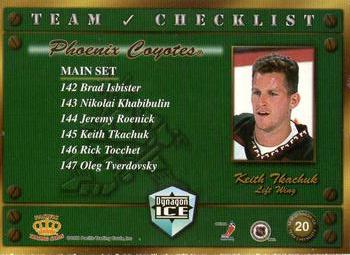 1998-99 Pacific Dynagon Ice - Team Checklists #20 Keith Tkachuk Back