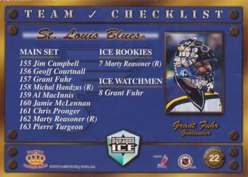 1998-99 Pacific Dynagon Ice - Team Checklists #22 Grant Fuhr Back
