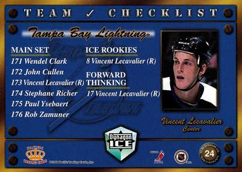 1998-99 Pacific Dynagon Ice - Team Checklists #24 Vincent Lecavalier Back