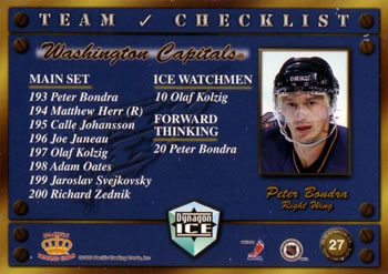 1998-99 Pacific Dynagon Ice - Team Checklists #27 Peter Bondra Back