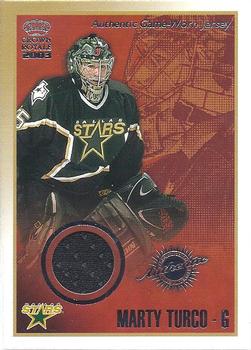 2002-03 Pacific Crown Royale - Game-Worn Jerseys #5 Marty Turco Front