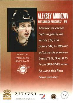 2002-03 Pacific Crown Royale - Game-Worn Jerseys #17 Aleksey Morozov Back