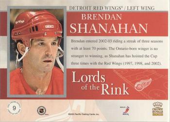 2002-03 Pacific Crown Royale - Lords of the Rink #9 Brendan Shanahan Back