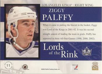 2002-03 Pacific Crown Royale - Lords of the Rink #11 Ziggy Palffy Back