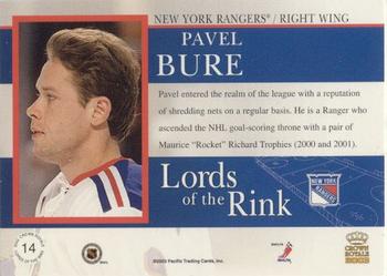 2002-03 Pacific Crown Royale - Lords of the Rink #14 Pavel Bure Back