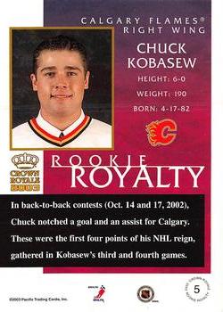 2002-03 Pacific Crown Royale - Rookie Royalty #5 Chuck Kobasew Back
