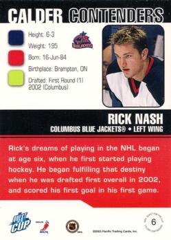 2002-03 Pacific Quest for the Cup - Calder Contenders #6 Rick Nash Back