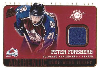 2002-03 Pacific Quest for the Cup - Jerseys #5 Peter Forsberg Front