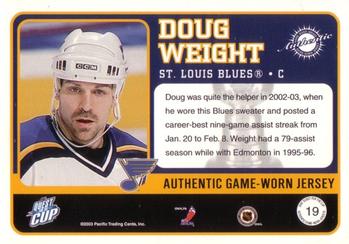2002-03 Pacific Quest for the Cup - Jerseys #19 Doug Weight Back