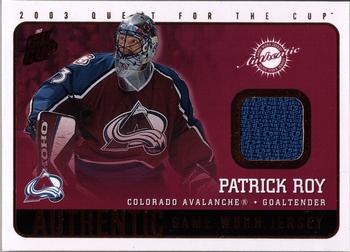 2002-03 Pacific Quest for the Cup - Jerseys #6 Patrick Roy Front